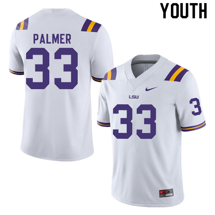 Youth #33 Trey Palmer LSU Tigers College Football Jerseys Sale-White